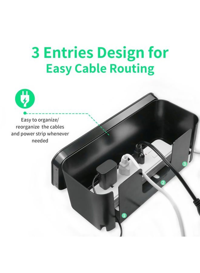 YANWEN Cable Management Box, Cord Organizer for Office Desk, TV Wires, Home Organization, Baby & Pets Proof Cord Box Hider(Black 2PCS) - Image 2