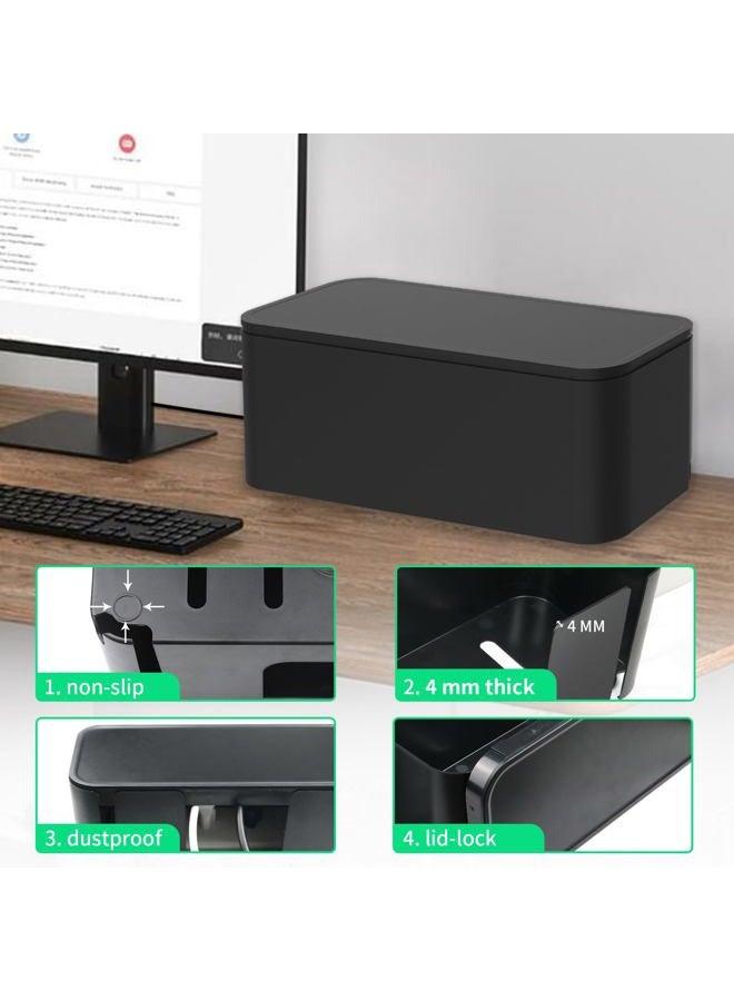 YANWEN Cable Management Box, Cord Organizer for Office Desk, TV Wires, Home Organization, Baby & Pets Proof Cord Box Hider(Black 2PCS) - Image 3