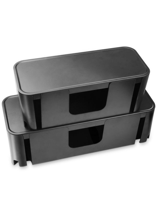 YANWEN Cable Management Box, Cord Organizer for Office Desk, TV Wires, Home Organization, Baby & Pets Proof Cord Box Hider(Black 2PCS) - Image 1
