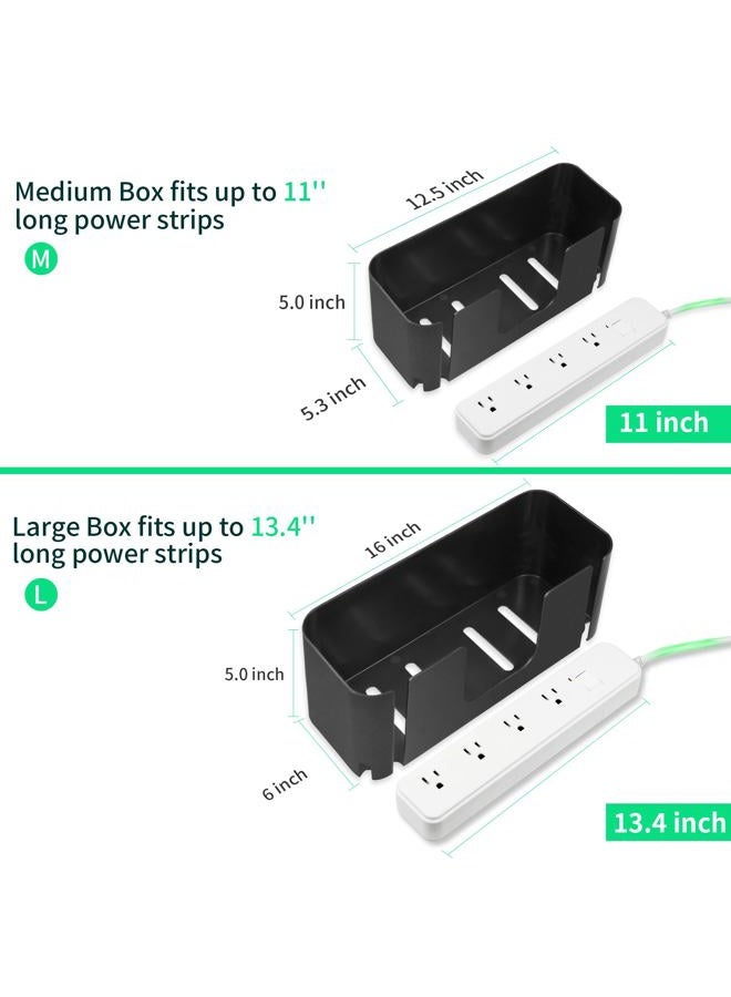 YANWEN Cable Management Box, Cord Organizer for Office Desk, TV Wires, Home Organization, Baby & Pets Proof Cord Box Hider(Black 2PCS) - Image 4