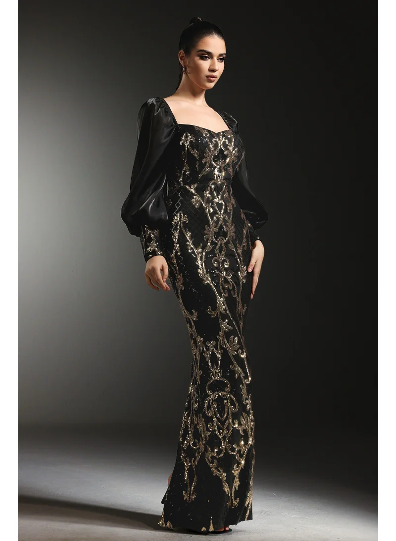 Bella Barnett Naleza Long Sleeves Sequin Maxi Dress