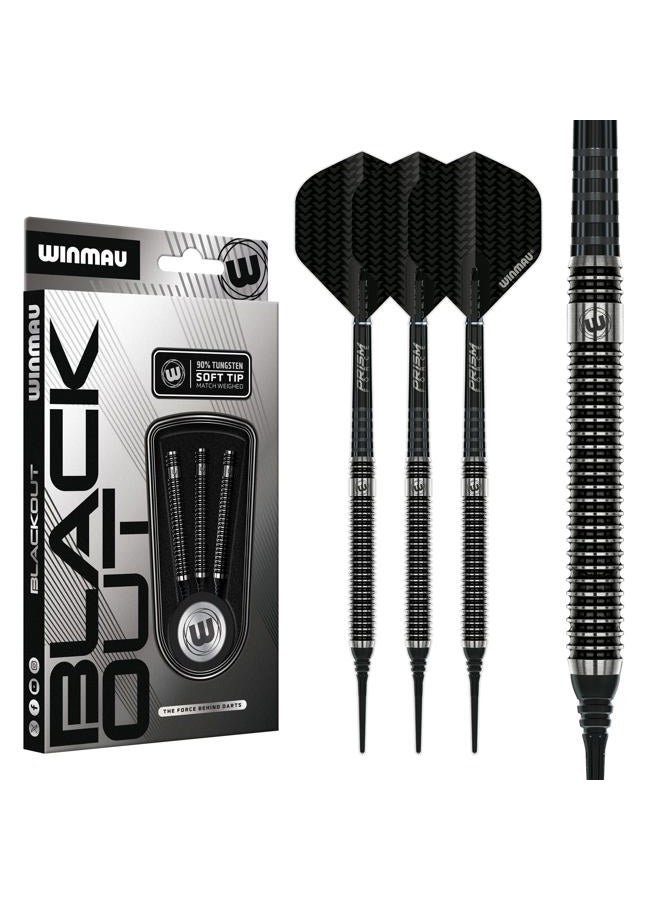 Winmau Blackout 20 g Softip Professional Tungsten Darts Set with Flights and Shafts - Image 1