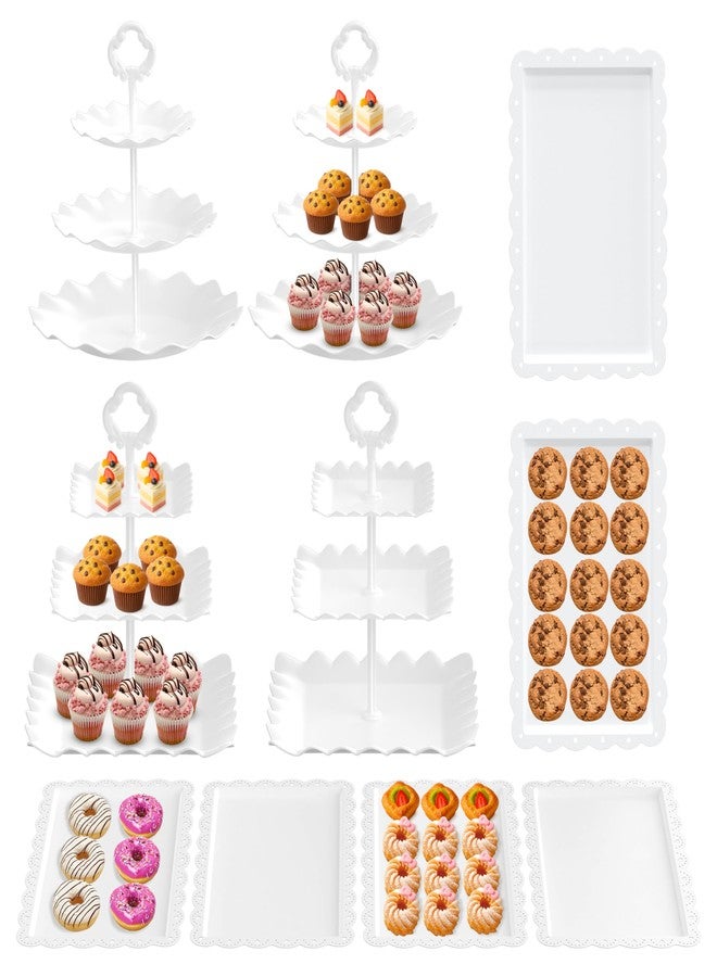 Riccle 10Pcs Dessert Table Display Set, 3 Tiered Cupcake Stand, Cupcake Holder & Cake Stands, Dessert Display Serving Trays for Party, Bridal Shower, Baby Shower, Tea Party, and Birthdays - Image 1