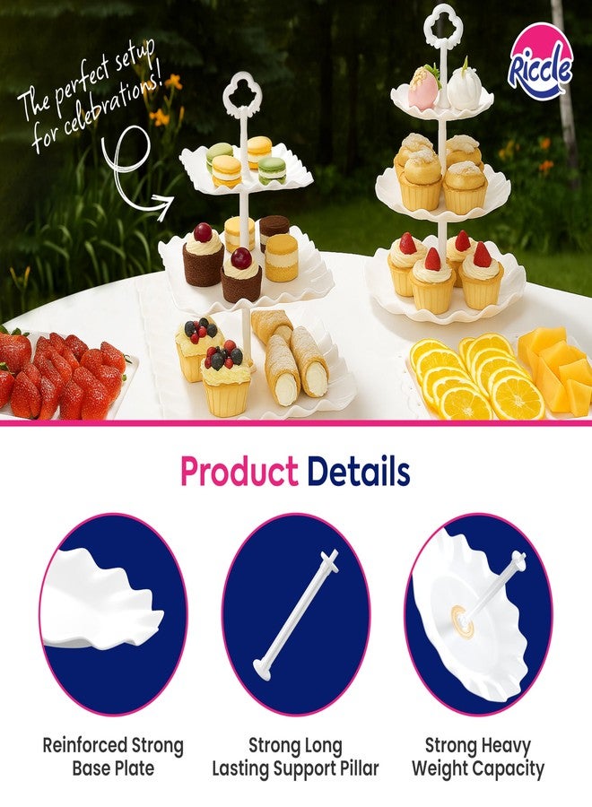 Riccle 10Pcs Dessert Table Display Set, 3 Tiered Cupcake Stand, Cupcake Holder & Cake Stands, Dessert Display Serving Trays for Party, Bridal Shower, Baby Shower, Tea Party, and Birthdays - Image 2