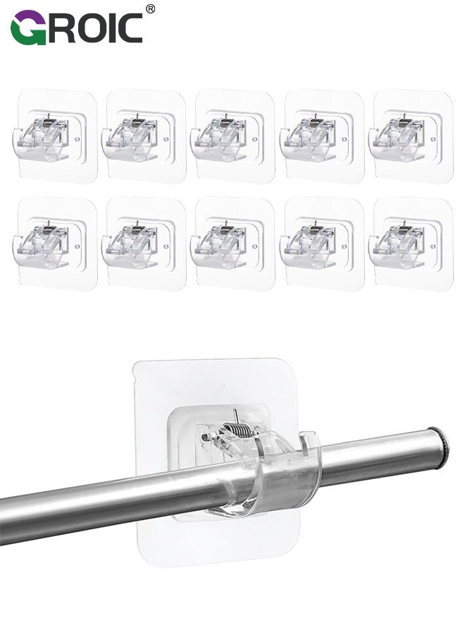 GROIC 10PCS Self Adhesive Curtain Rod Holder,Adjustable Rod Bracket,Self Adhesive Curtain Hook,No Drill and Nail Free Rods Hanger Wall Mount Hooks,Hangers for Curtain  - Image 1
