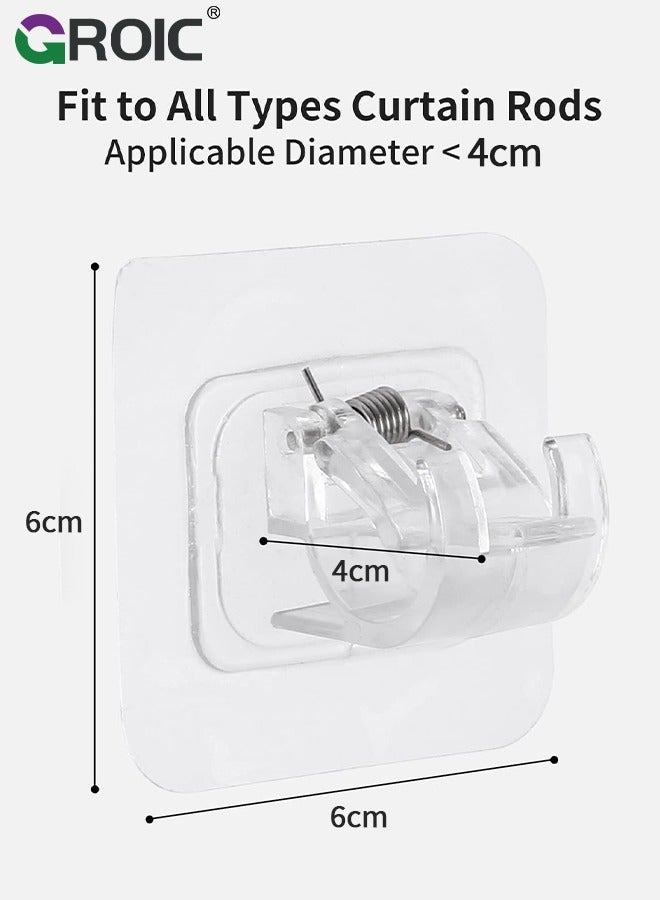 GROIC 10PCS Self Adhesive Curtain Rod Holder,Adjustable Rod Bracket,Self Adhesive Curtain Hook,No Drill and Nail Free Rods Hanger Wall Mount Hooks,Hangers for Curtain  - Image 2