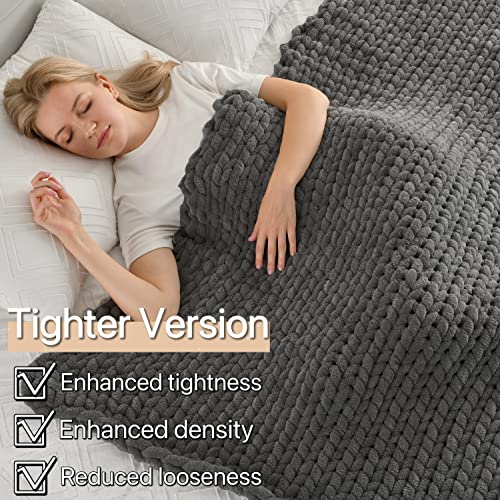 Maetoow Tighter Version Chenille Chunky Knit Blanket Throw （50×60 Inch）, Handmade Warm & Cozy Blanket Couch, Bed, Home Decor, Soft Fleece Banket, Boho Thick Blankets and Giant Yarn Throws，Dark Grey - Image 2