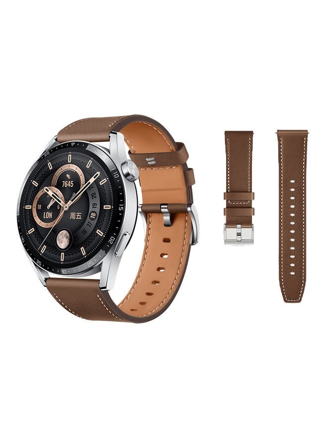 Bracelet Strap for Huawei Watch GT3 Genuine Leather Strap (Brown 22mm)  - Image 1