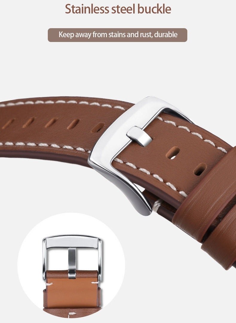 Bracelet Strap for Huawei Watch GT3 Genuine Leather Strap (Brown 22mm)  - Image 3