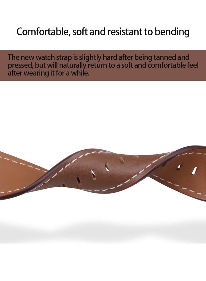 Bracelet Strap for Huawei Watch GT3 Genuine Leather Strap (Brown 22mm)  - Image 5