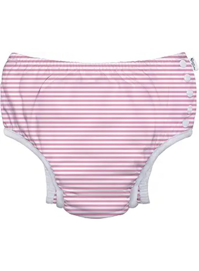 green sprouts Baby Girls Snap Infant and Toddler Reusable Swim Diapers, Light Pink Pinstripe, 6 Months - Image 5