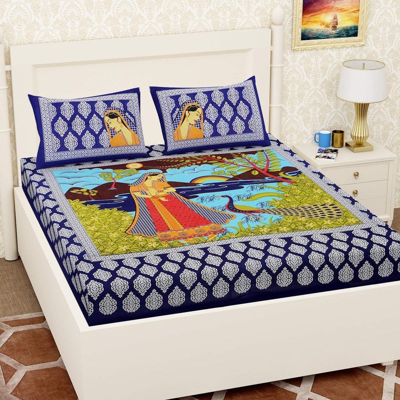 Bed Zone Cotton 300 TC Bedsheet Double_Multicolour