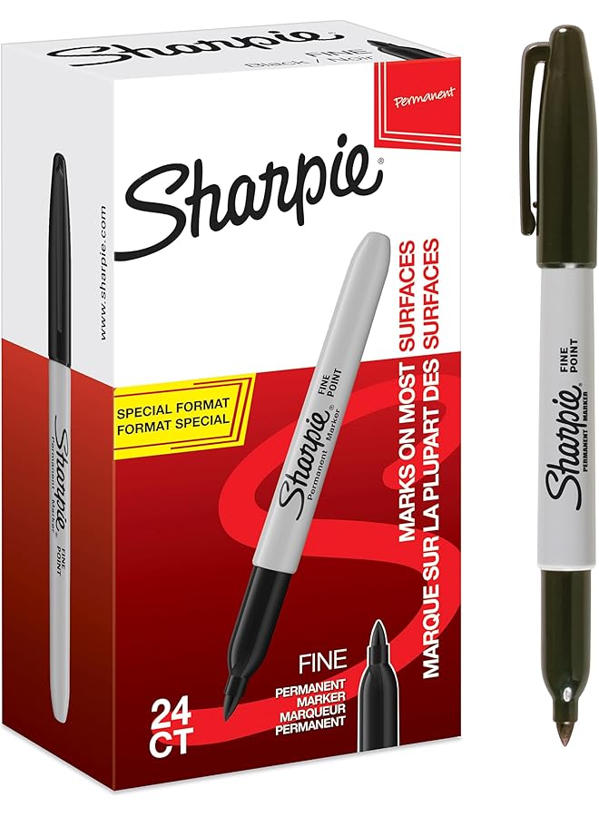 Sharpie Permanent Markers Fine Point Black 24 Count - Image 1
