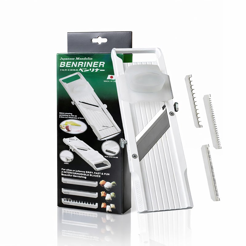 Benriner Japanese Mandoline Slicer â€“ Vegetable Slicer with 4 Stainless Steel Blades, BPA-Free Adjustable Vegetable Cutter â€“ Official US Version with Authentic Retail Packaging - Image 1