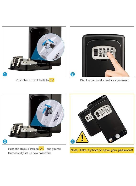VEDHAK - VEDHAK Key Lock Box Wall Mounted4 Digit Combination Weatherproof Lockbox For Outside House5 Keys Large Capacity LockboxKey Safe Security Storage Lock Box With Resettable Code - Image 1