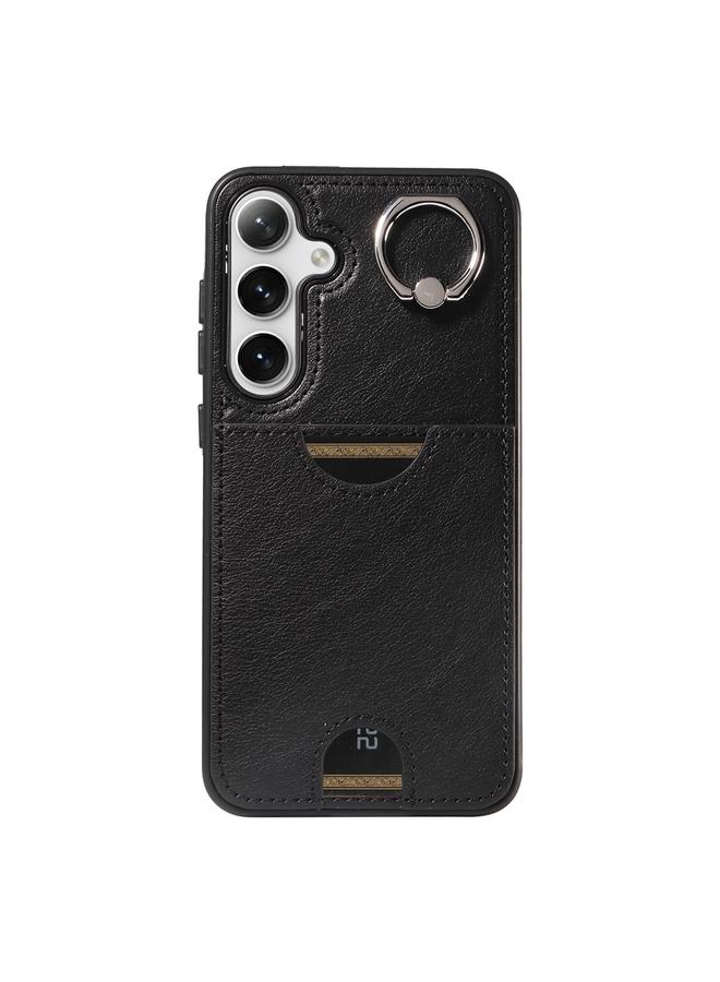 اس-توب جراب لهاتف Samsung Galaxy S24+ 5G من جلد العجل مع حامل حلقي وفتحة للبطاقات - Image 2