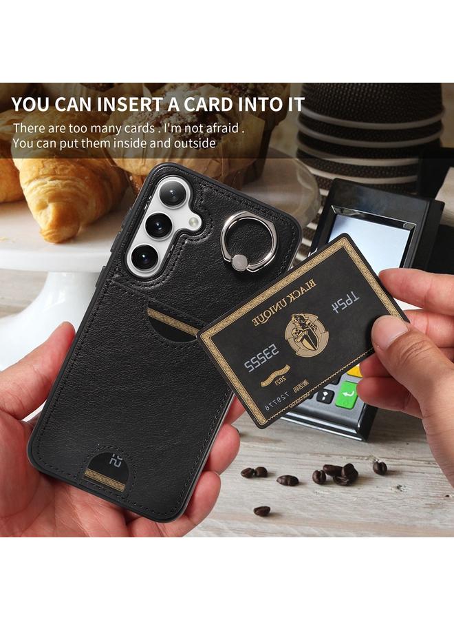 اس-توب جراب لهاتف Samsung Galaxy S24+ 5G من جلد العجل مع حامل حلقي وفتحة للبطاقات - Image 5