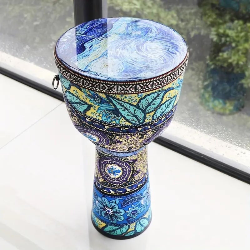 MegArya Handcrafted African Djembe Drum, 8.5-Inch, Colorful Fabric Design