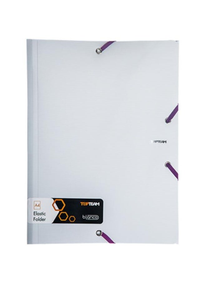 Flat File Folder with ElasticA4 Single Pocket Single Divider White/Blue