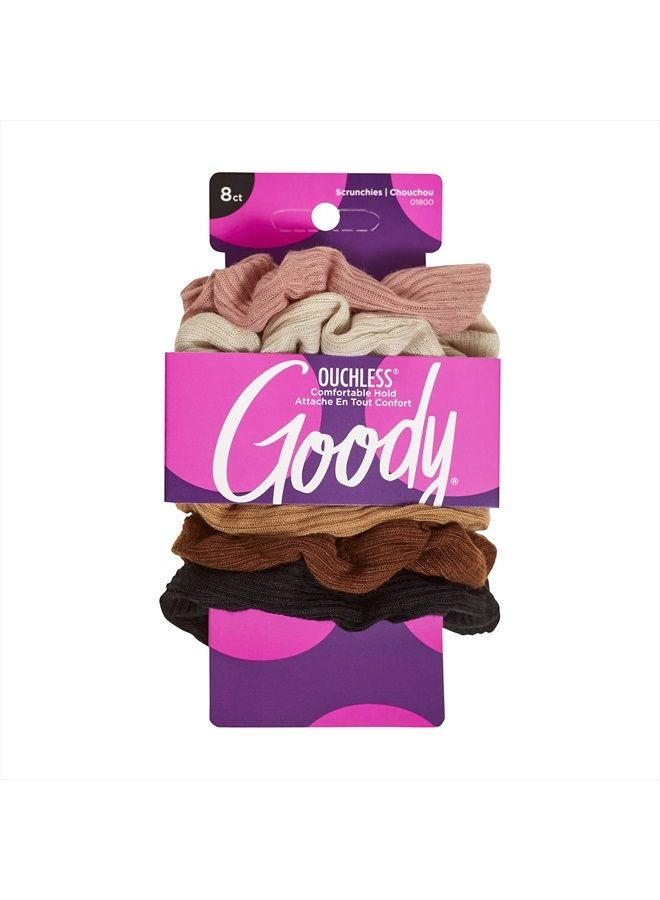 Goody Ouchless Ribbed Hair Scrunchies, 8 Count - Image 1