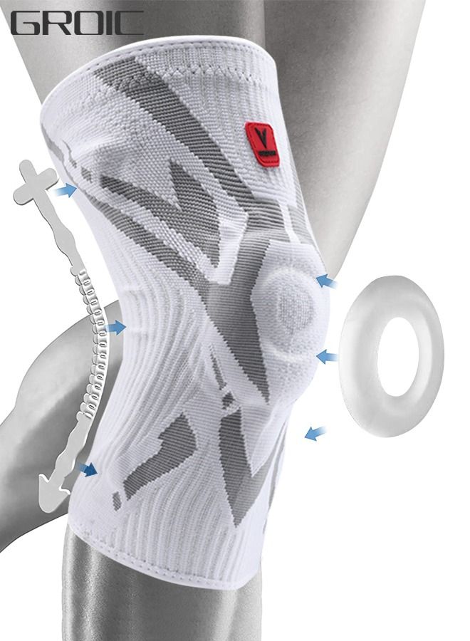 GROIC Professional Knee Brace, Knee Braces for Knee Pain, Compression Knee Sleeve with Patella Gel Pad & Side Stabilizers for Pain Relief, Running, Workout, Arthritis, Joint Recovery - Image 1