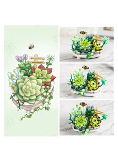 Y&D Mini Bricks Bonsai Model Simulation Succulent Plant Set, Creative DIY Flower Particle Botanical Collection Construction Building Blocks Toy  - Image 3