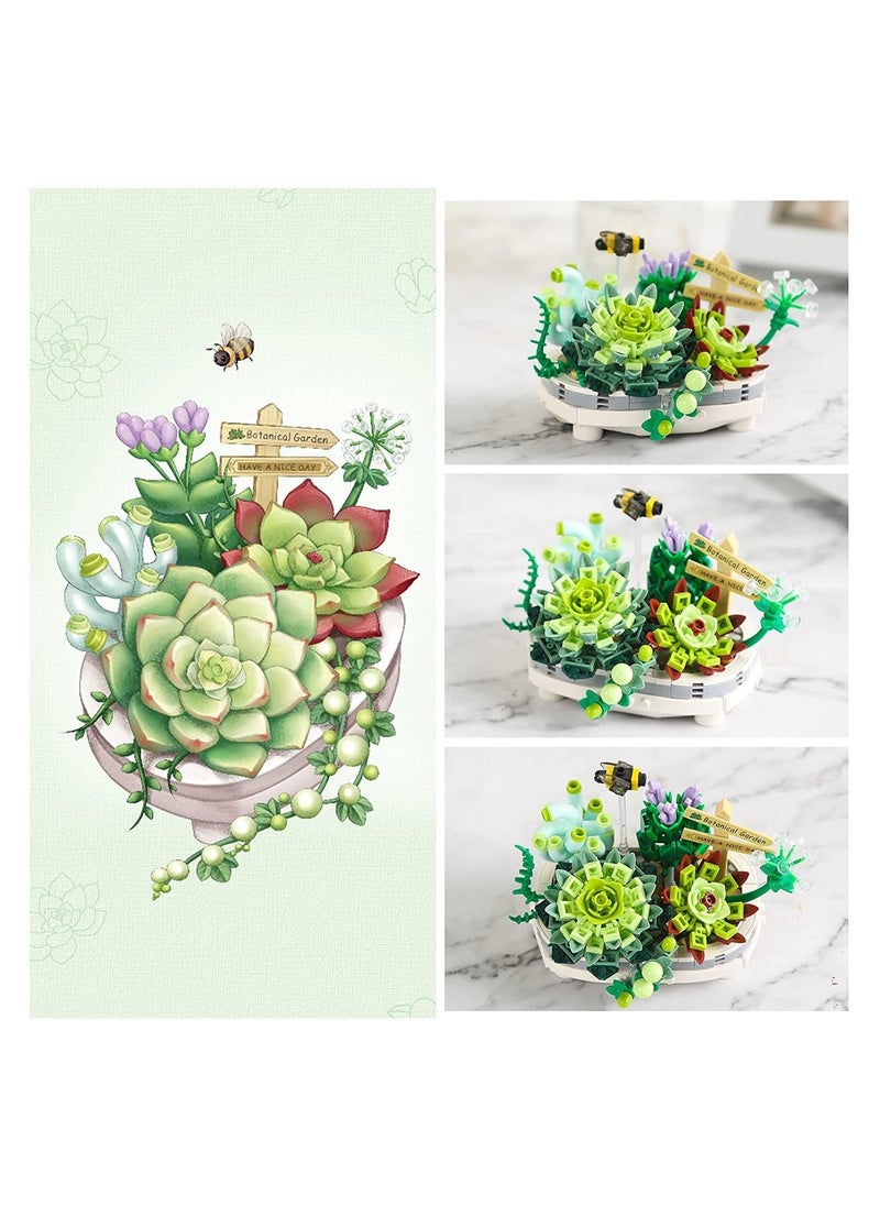 Y&D - Mini Bricks Bonsai Model Simulation Succulent Plant Set, Creative DIY Flower Particle Botanical Collection Construction Building Blocks Toy - Image 1