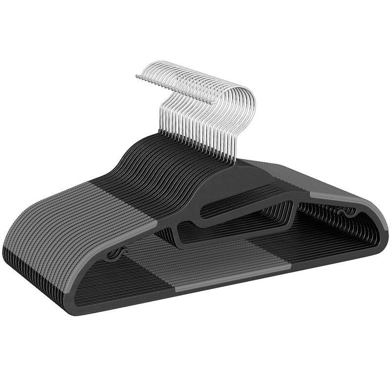 BAGAIL Heavy Duty Plastic Hangers 50 Pack with Non-Slip Design,0.2 Inches Thick,360Â°Swivel Hook Space Saving Organizer for Bedroom Closet,Shirts,Pants,Strong Enough for Coat(Black- S Shaped) - Image 1
