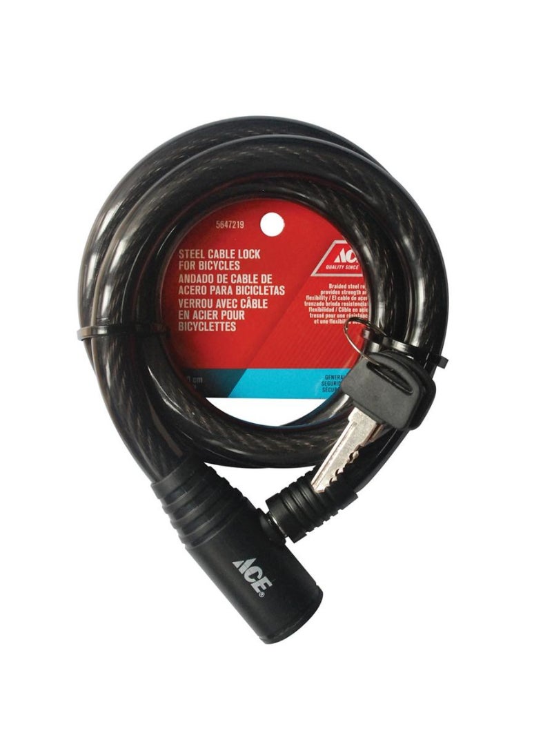 ACE Steel Bicycle Cable Lock W Keys 100 x 1 5 cm