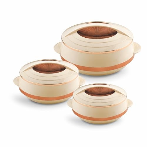 Asian Olympic Inner Steel Casserole (1200, 1600 & 2500 ml) Gift Set of 3|PU Insulated| BPA Free | Odour Proof|Ideal for Chapatti | Roti | Serving Casserole - Image 1