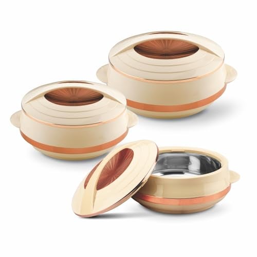 Asian Olympic Inner Steel Casserole (1200, 1600 & 2500 ml) Gift Set of 3|PU Insulated| BPA Free | Odour Proof|Ideal for Chapatti | Roti | Serving Casserole - Image 3