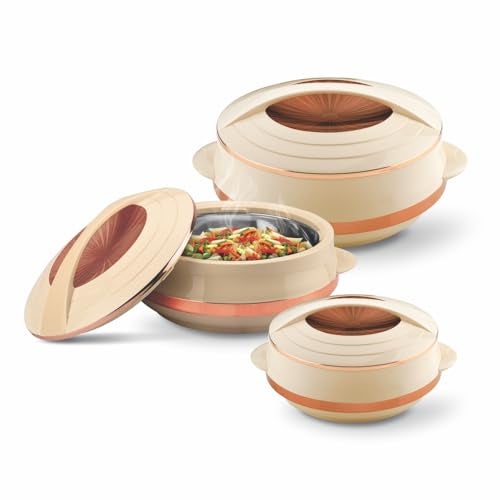 Asian Olympic Inner Steel Casserole (1200, 1600 & 2500 ml) Gift Set of 3|PU Insulated| BPA Free | Odour Proof|Ideal for Chapatti | Roti | Serving Casserole - Image 2