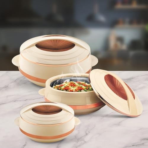 Asian Olympic Inner Steel Casserole (1200, 1600 & 2500 ml) Gift Set of 3|PU Insulated| BPA Free | Odour Proof|Ideal for Chapatti | Roti | Serving Casserole - Image 5