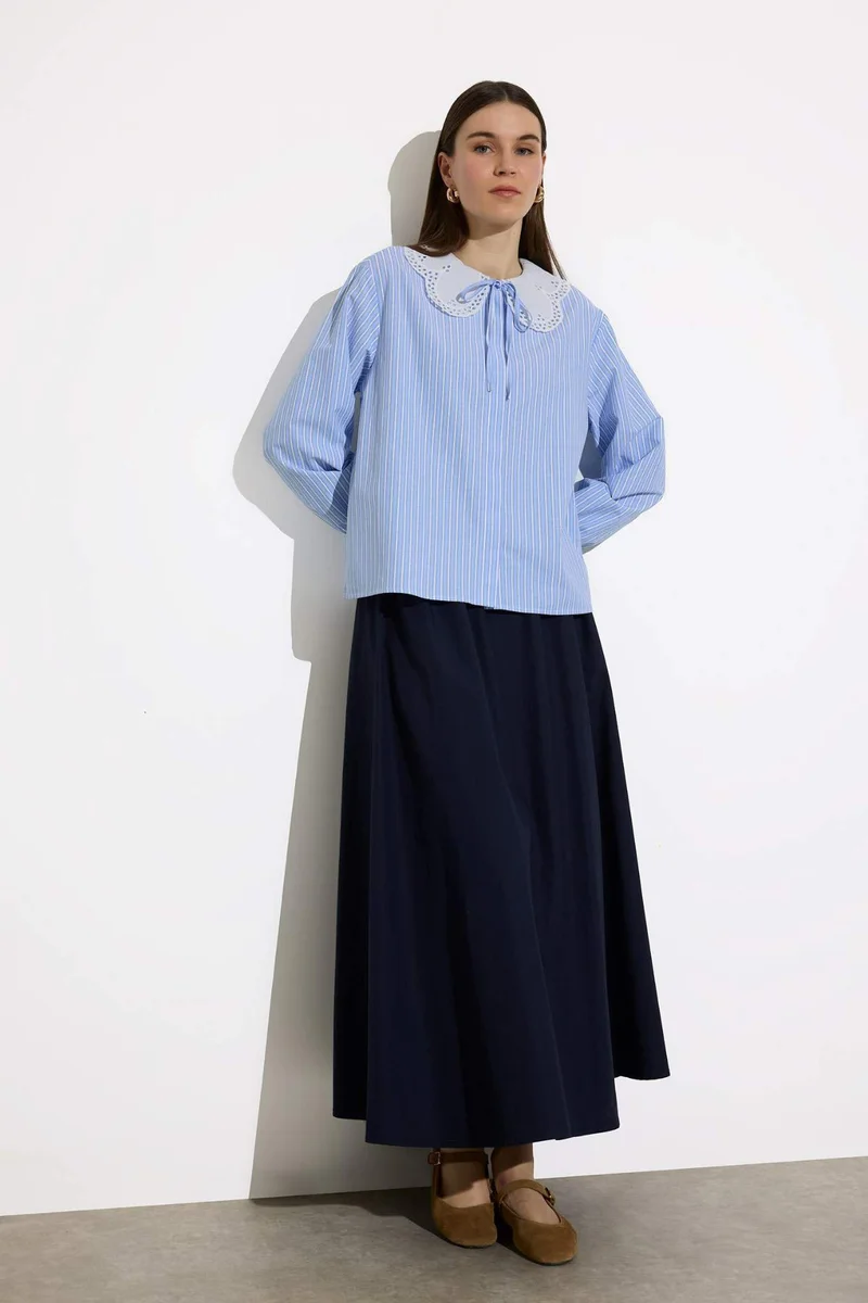 ديفاكتو A Cut Poplin Maxi Skirt