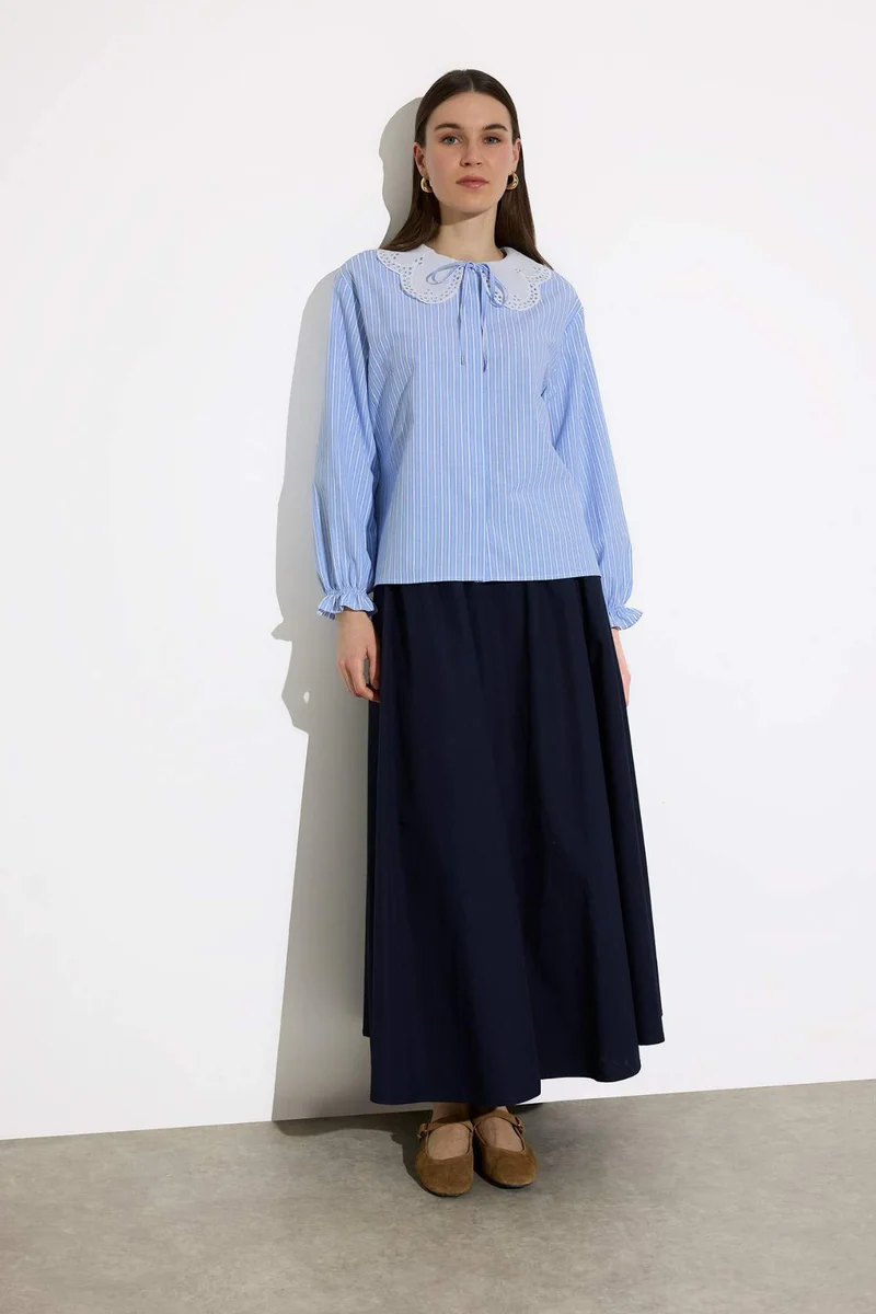 ديفاكتو A Cut Poplin Maxi Skirt