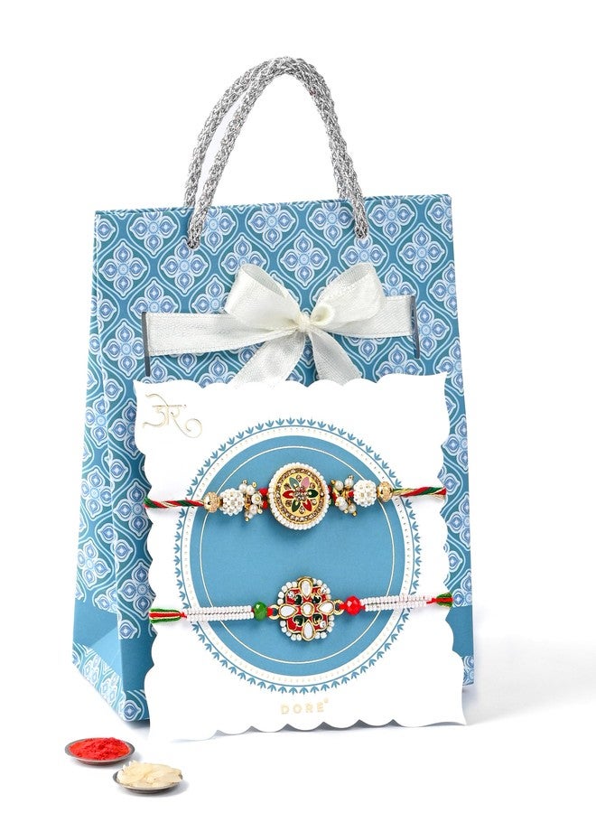 DORE Rakhi For Bhaiya Rakhi For Brother Rakhi For Brother Set Of 2 Rakhi For Brother Pack Of 2 Rakhi Combo Set Of 2 Bhaiya Rakhi Rajputana Couture Rakhi Set Of 2 For Men - Image 1