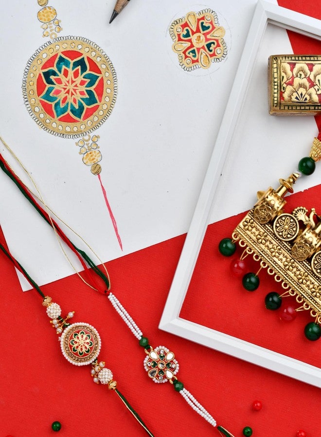 DORE Rakhi For Bhaiya Rakhi For Brother Rakhi For Brother Set Of 2 Rakhi For Brother Pack Of 2 Rakhi Combo Set Of 2 Bhaiya Rakhi Rajputana Couture Rakhi Set Of 2 For Men - Image 5
