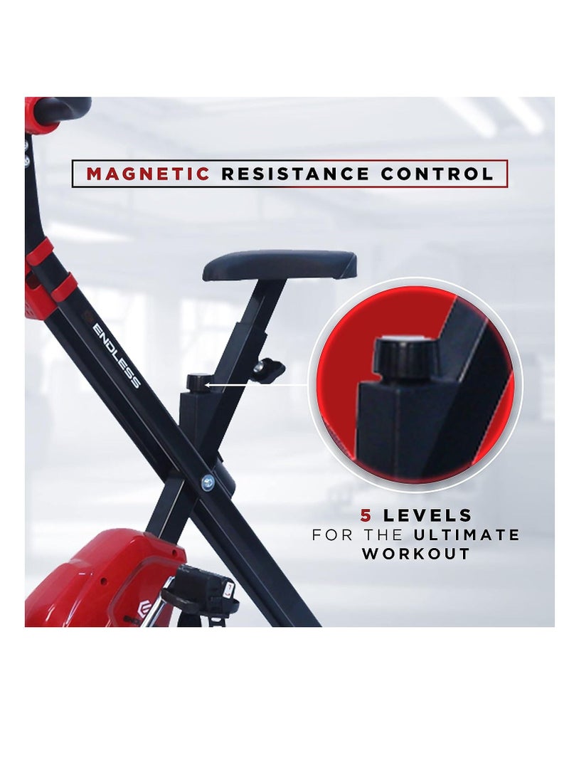 ENDLESS  Steel Foldable Exercise Bike With ‎Speed, Heart Rate, Time & Distance LCD Digital Display | Alloy Steel | 110 Kg (242LB) Max Weight Support | Home Gym Exercise | Home Gym Systems  - Image 4
