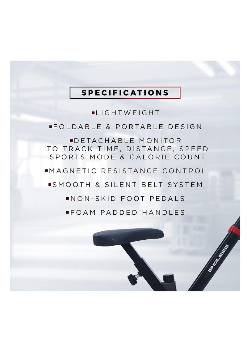 ENDLESS  Steel Foldable Exercise Bike With ‎Speed, Heart Rate, Time & Distance LCD Digital Display | Alloy Steel | 110 Kg (242LB) Max Weight Support | Home Gym Exercise | Home Gym Systems  - Image 2