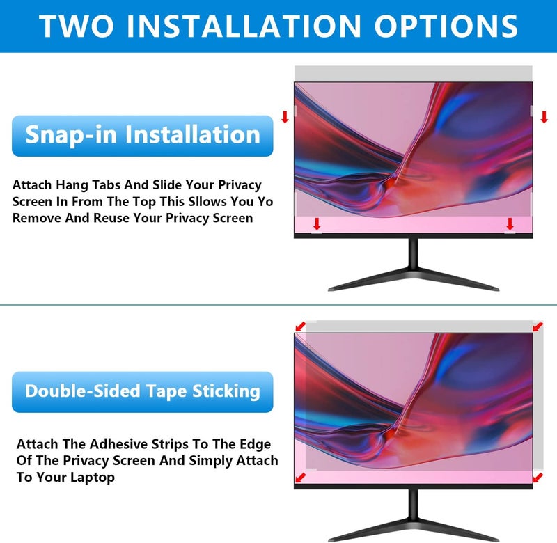 Halloive Computer privacy screen 22 inch, Removable 16:10 Aspect Ratio Widescreen Laptop Monitor,Eye Protection Anti Glare Blue Light Slide Mount Tabs Cover Screen Protector for privacy screen filter 22 inch - Image 4
