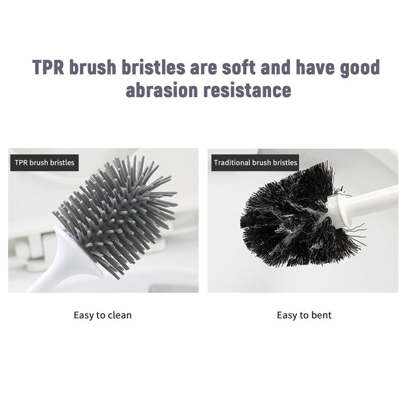 Toilet Brush and Holder Set Toilet Bowl Brush Bathroom Hollow Drainage Holder Toilet Soft Cleaner Brush Kit with Caddy - Image 5