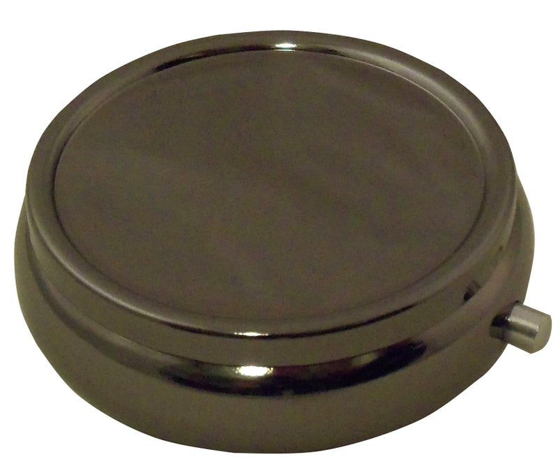 Houder Classy Gray Metal Pill Box Decorative Pill Case with Gift Box - Carry Your Meds in Style (Round) - Image 2