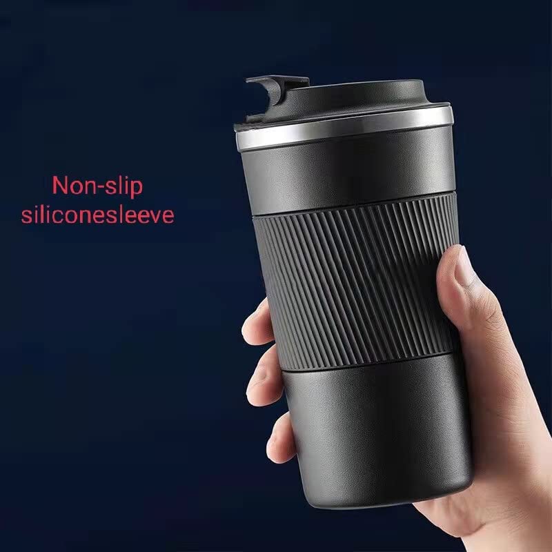 Wosta Insulated Travel Coffee Mug 2.0 | Double Wall Vacuum Stainless Steel Fat-Bottomed Coffee Cup Tumbler With Spill Proof Flip Lid For Hot And Ice Beverages (Black Color, 380 Ml), 380 Milliliter - Image 5