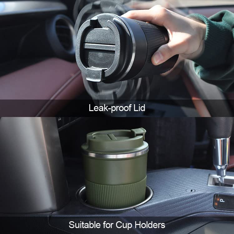 Wosta Insulated Travel Coffee Mug 2.0 | Double Wall Vacuum Stainless Steel Fat-Bottomed Coffee Cup Tumbler With Spill Proof Flip Lid For Hot And Ice Beverages (Black Color, 380 Ml), 380 Milliliter - Image 4