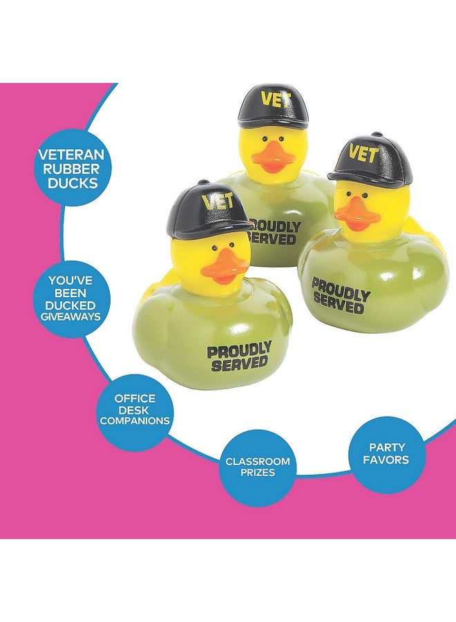 Fun Express Fun Express - 2" Veteran Rubber Ducks in Green T-Shirts and Black Caps - Perfect for Tiki Parties, Car Decor, and Fun Luau Favors - 12 Pieces - Image 4