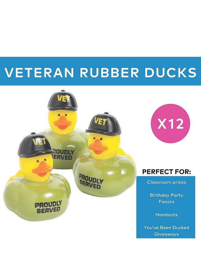 Fun Express Fun Express - 2" Veteran Rubber Ducks in Green T-Shirts and Black Caps - Perfect for Tiki Parties, Car Decor, and Fun Luau Favors - 12 Pieces - Image 2