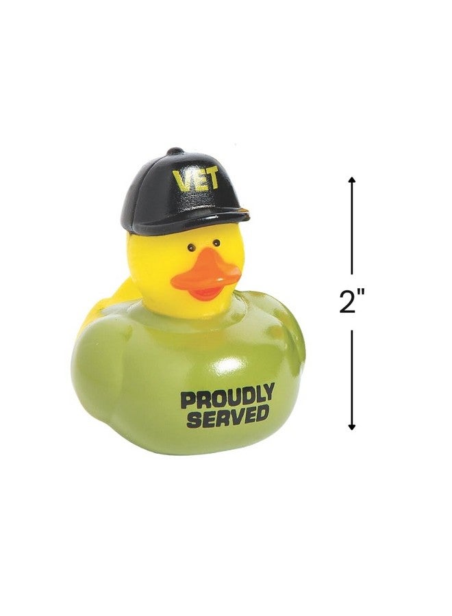 Fun Express Fun Express - 2" Veteran Rubber Ducks in Green T-Shirts and Black Caps - Perfect for Tiki Parties, Car Decor, and Fun Luau Favors - 12 Pieces - Image 3