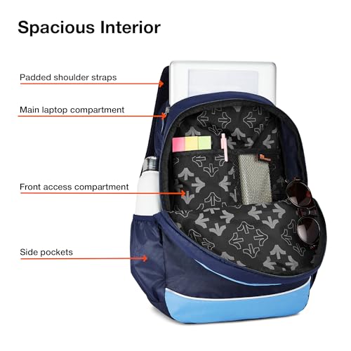 Nasher Miles History 3 Compartment Laptop Backpack 31 Liters Polyester with Raincover| Front Organiser Ideal for College, School Bags for Boys & Girls (Navy Blue) - Image 3
