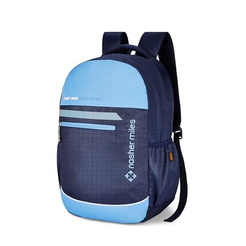 Nasher Miles History 3 Compartment Laptop Backpack 31 Liters Polyester with Raincover| Front Organiser Ideal for College, School Bags for Boys & Girls (Navy Blue) - Image 1