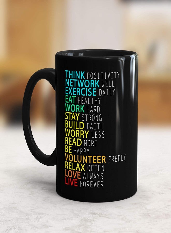 Gift Arcadia Ceramic Motivational Quotes Coffee Mug - 1 Piece, Black, 330ml (A129) - Image 2
